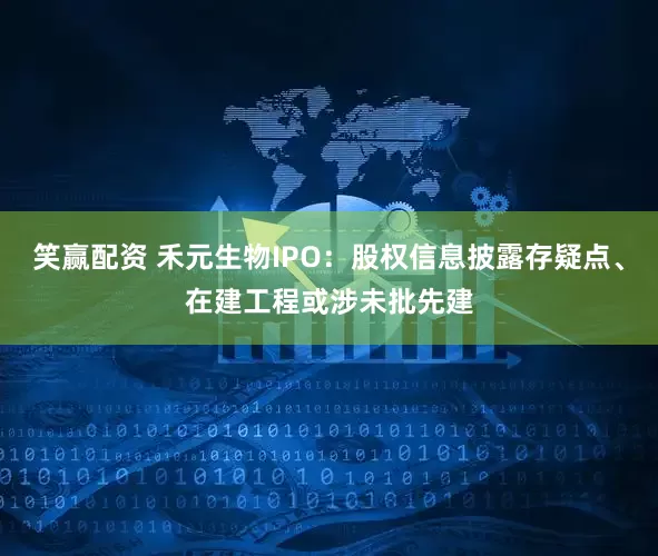 笑赢配资 禾元生物IPO：股权信息披露存疑点、在建工程或涉未批先建